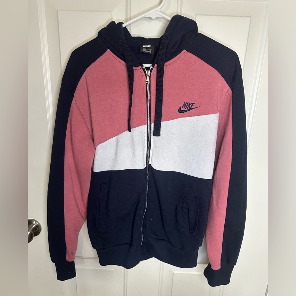 Nike Pink, White & Navy Colorblock Zip Hoodie
